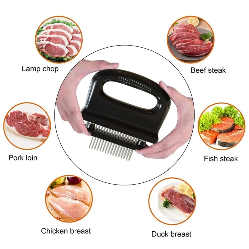 Meat Tenderizer with 48 Stainless Steel Blades – Ultra-Sharp Needle Tenderizer for Steak & Beef