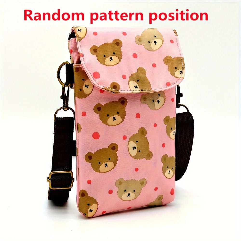 Cute Cat Animal Print Crossbody Bag, Kawaii Fabric Phone Purse, Small Shoulder Bag With Adjustable Strap  Purses and Handbags