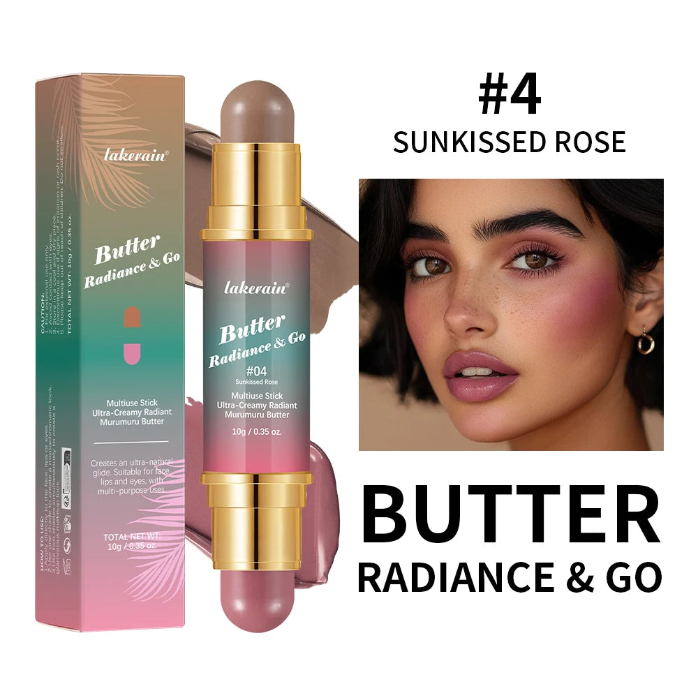 Double-Headed Bronzer & Blush Stick – Multiuse Glow Stick for Cheeks, Eyes & Lips