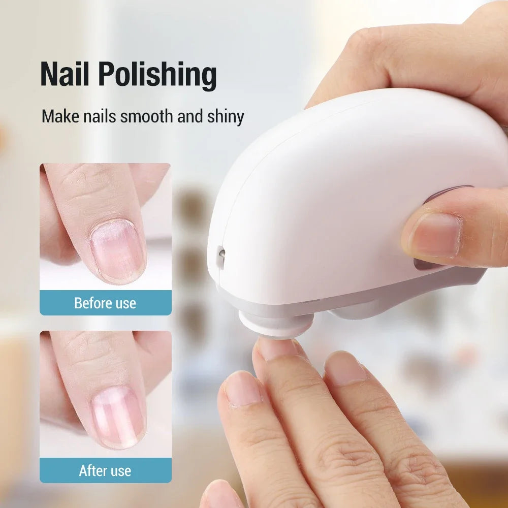 Electric Nail Clipper for Baby Adult 2 Speeds Rechargeable Nail Trimmer with Light 2 in1 Grinding and Polishing Manicure Tool