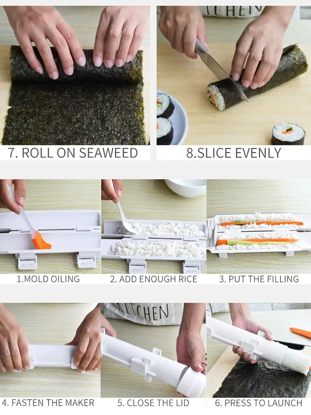 Quick Sushi Maker DIY Roller Rice Mold Meat Vegetable Rolling Mold Sus…