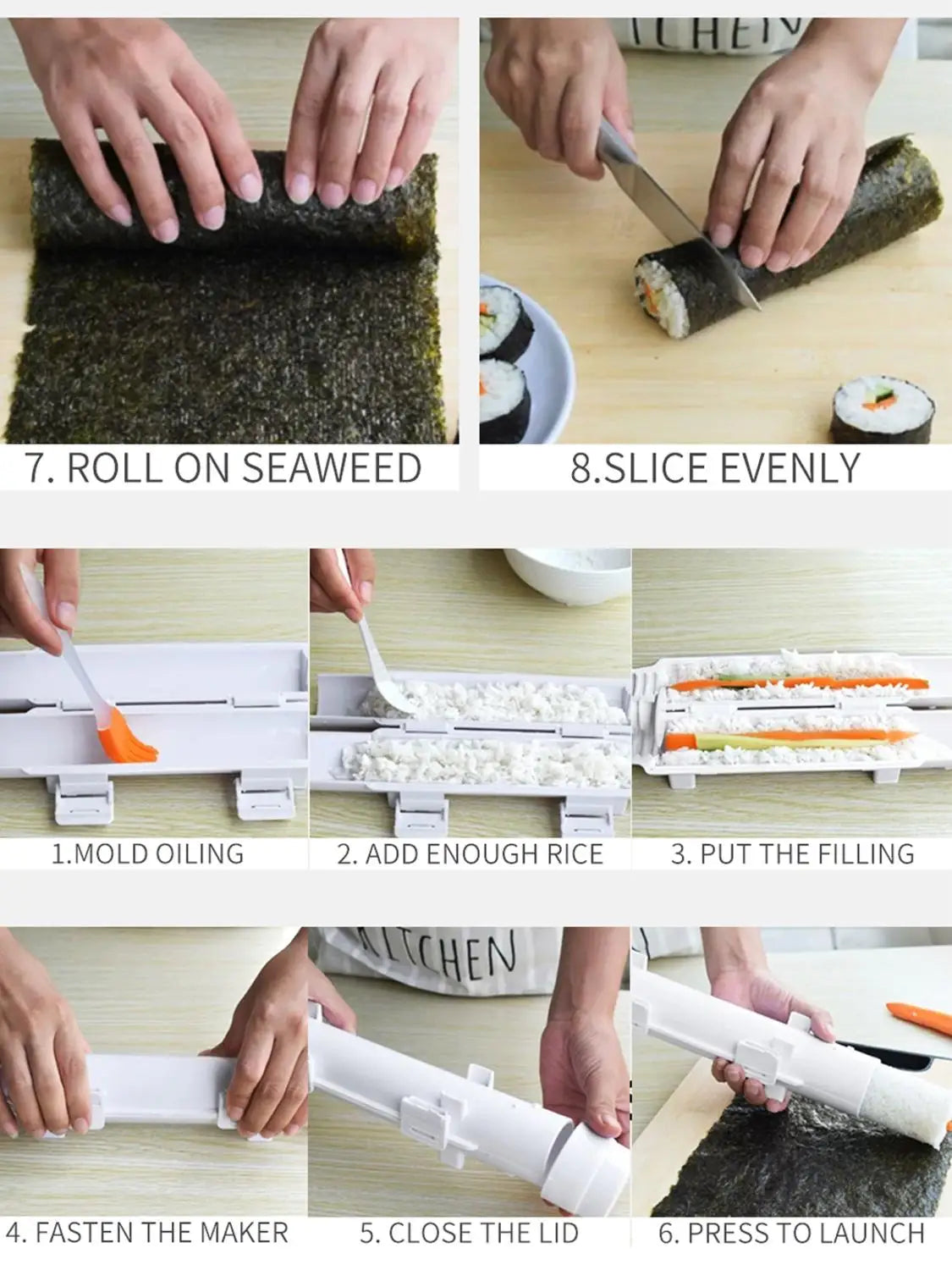 Quick Sushi Maker DIY Roller Rice Mold Meat Vegetable Rolling Mold Sus…