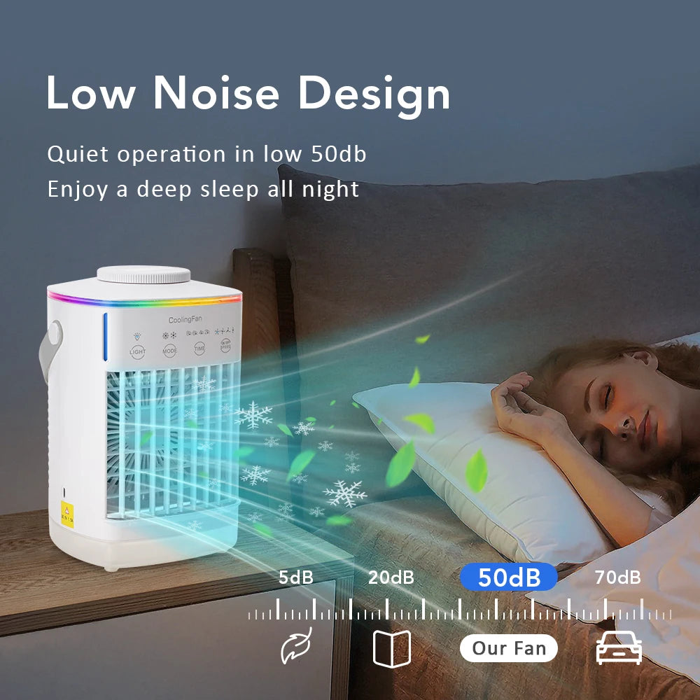 Desktop Air Conditioner Fan Portable Air Cooler Fan With LED Night Lig…