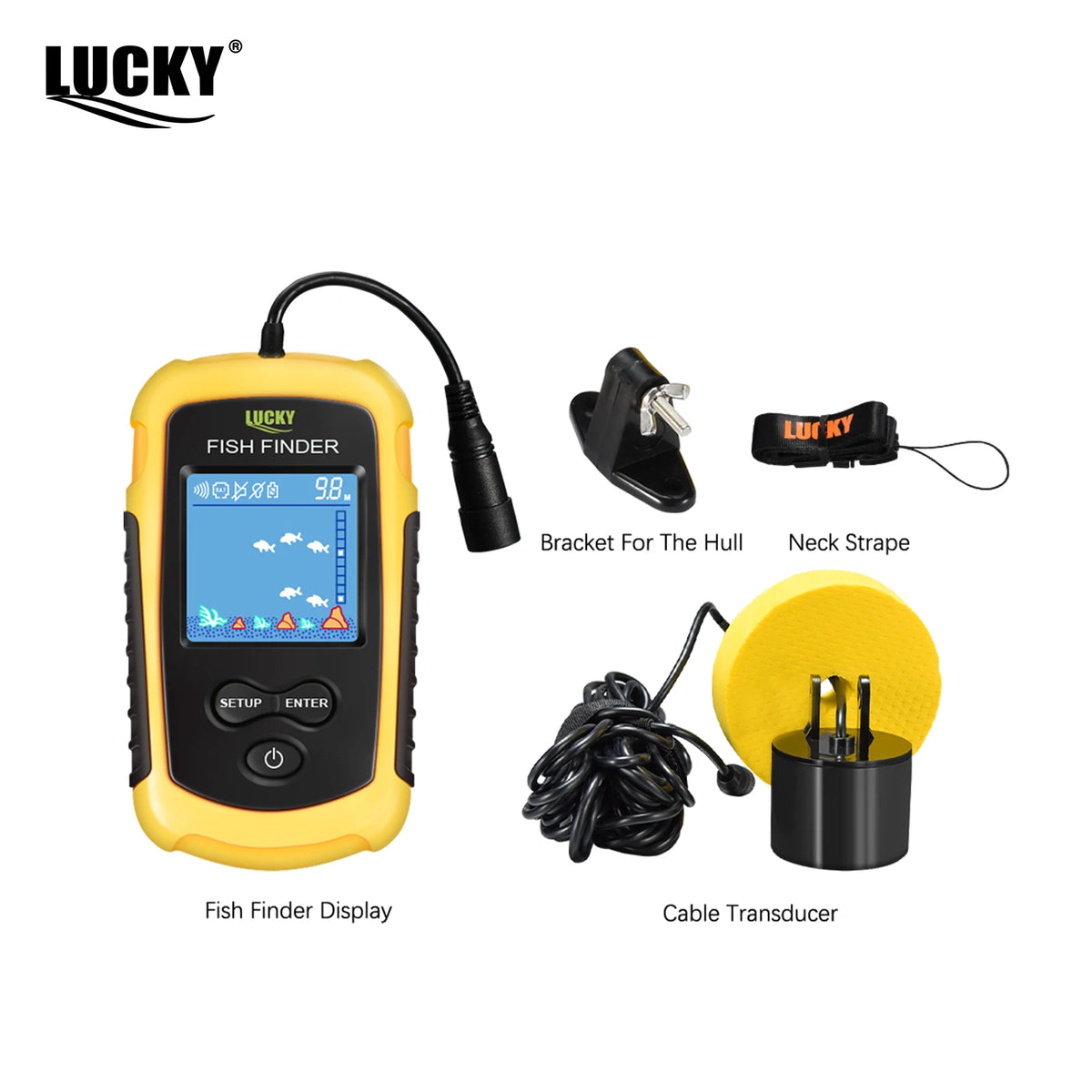 FFC1108-1 Alarm 100M Portable Sonar Fish Finders 45 Degrees Sonar Cove…