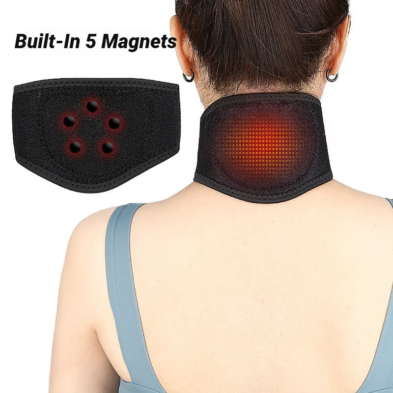 Tourmaline Self-Heating Magnetic Neck Wrap – Far Infrared Cervical Pain Relief Collar