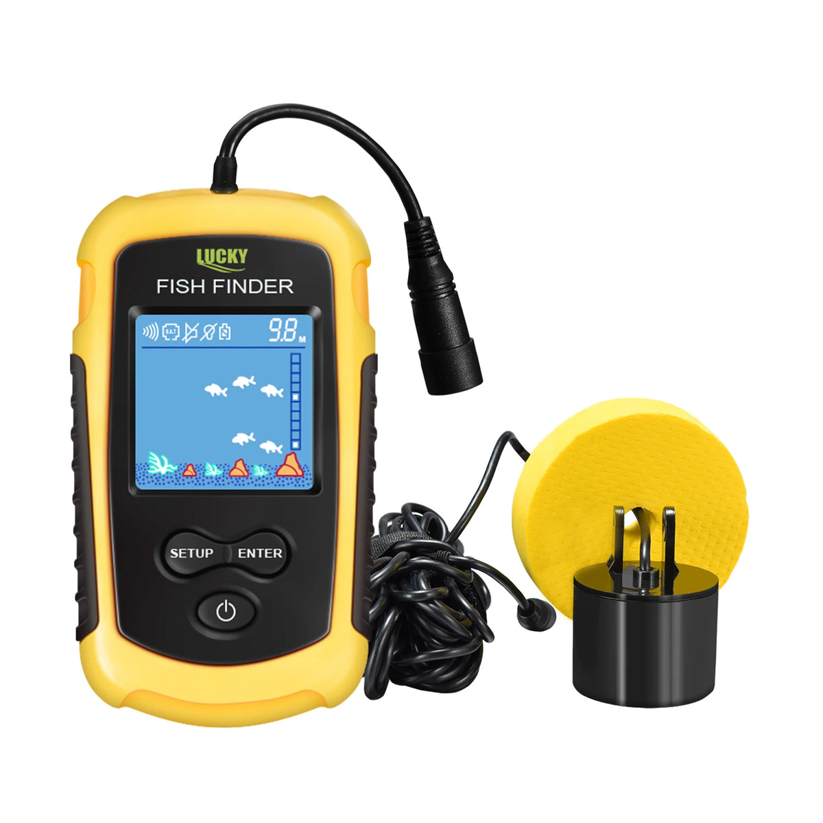 FFC1108-1 Alarm 100M Portable Sonar Fish Finders 45 Degrees Sonar Cove…