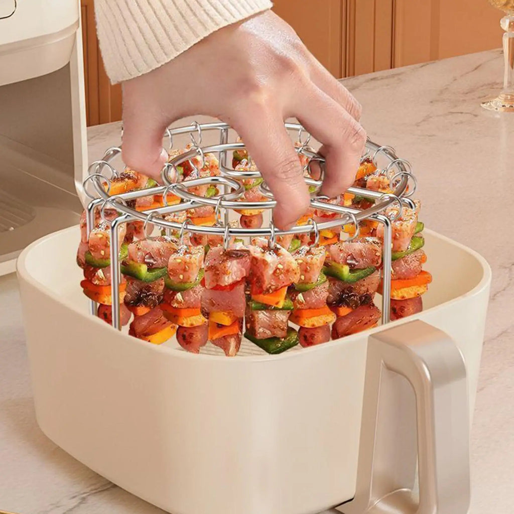 Vertical Skewer Grill Rack with 24 Stainless Steel Skewers – Air Fryer, Oven & BBQ