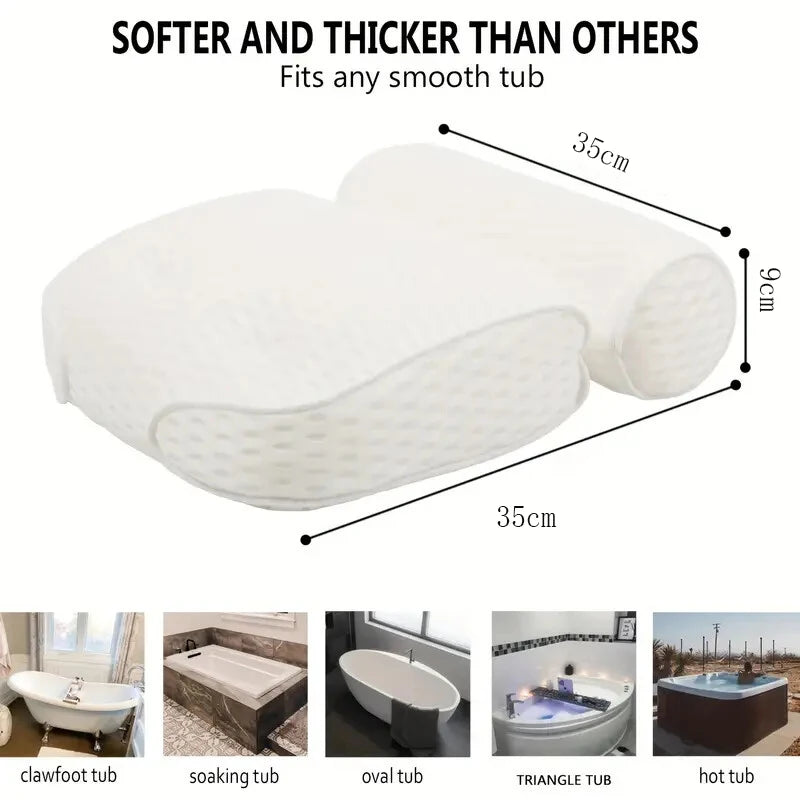 Luxury Spa Bathtub Pillow – Anti-Slip Suction Cup for Neck & Back Support