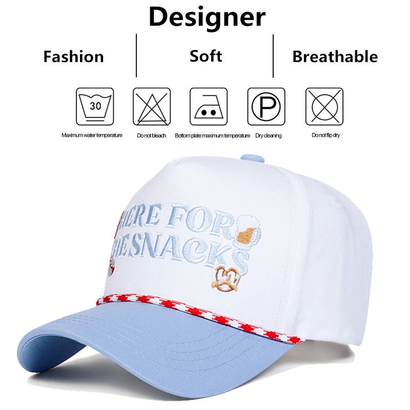 "Here for the Snacks" Embroidered Baseball Cap – Unisex Adjustable Hat