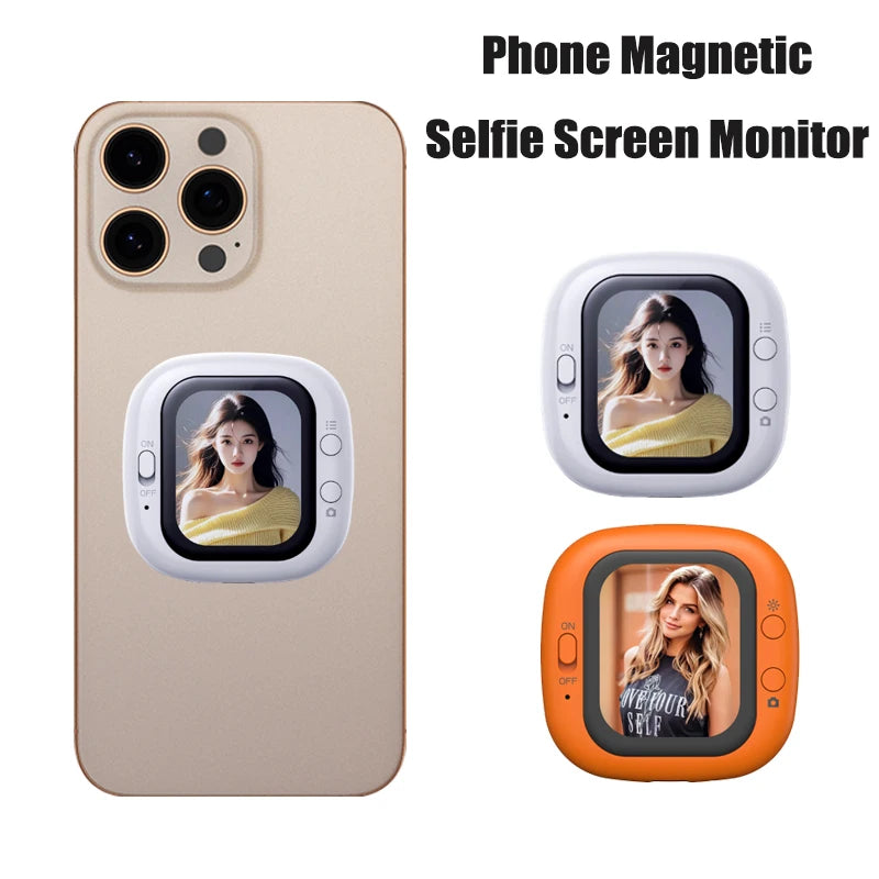 Magnetic Selfie Monitor Screen Mini Wired Mobile Phone Rear Camera Selfie For Vlog Livestream Video Recording For iPhone Android