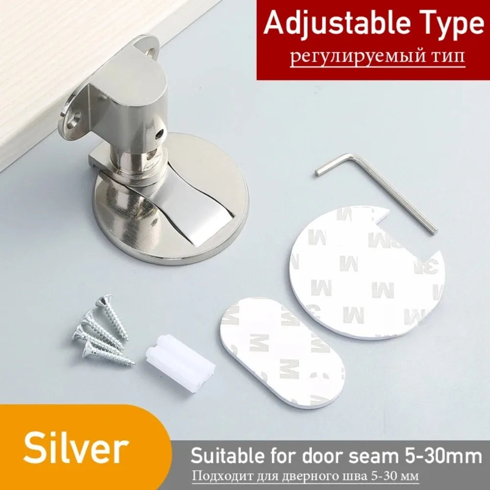 Adjustable Magnetic Door Stop – Punch-Free Zinc Alloy Door Stopper & Holder