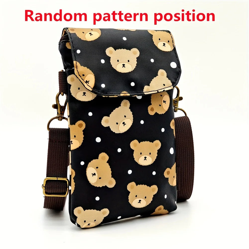 Cute Cat Animal Print Crossbody Bag, Kawaii Fabric Phone Purse, Small Shoulder Bag With Adjustable Strap  Purses and Handbags