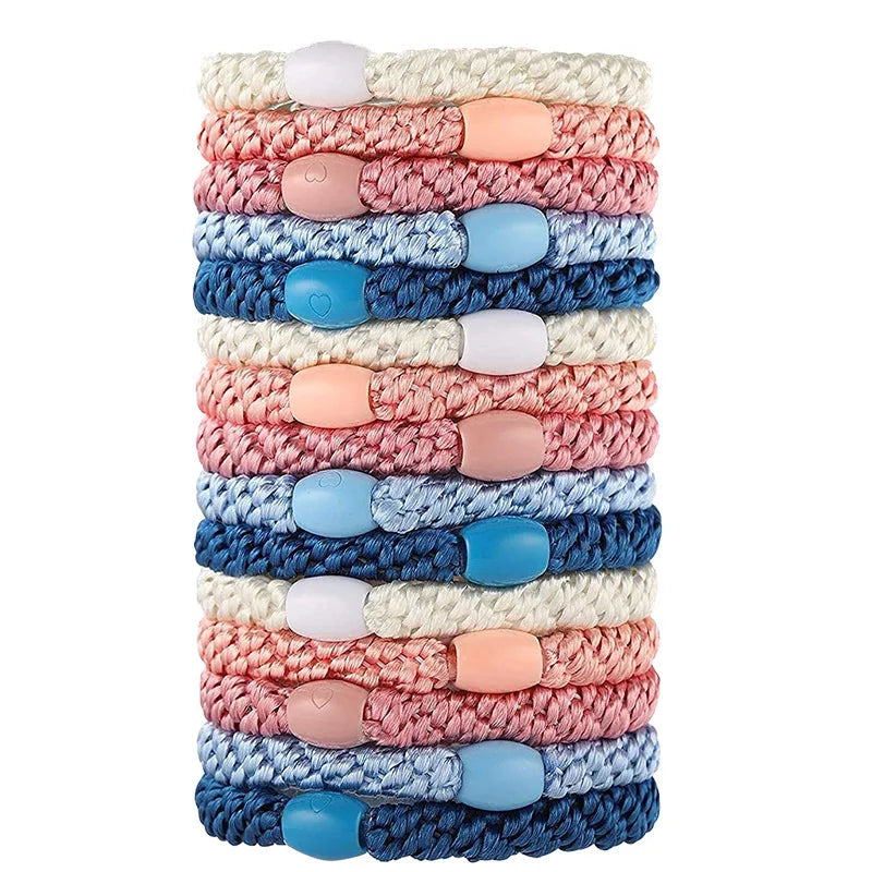 10pcs 5mm Black Mix Elastic Hair Ties Hair Bands No Damage Soft Ponytail Holders Hair Accessories for Girls Women