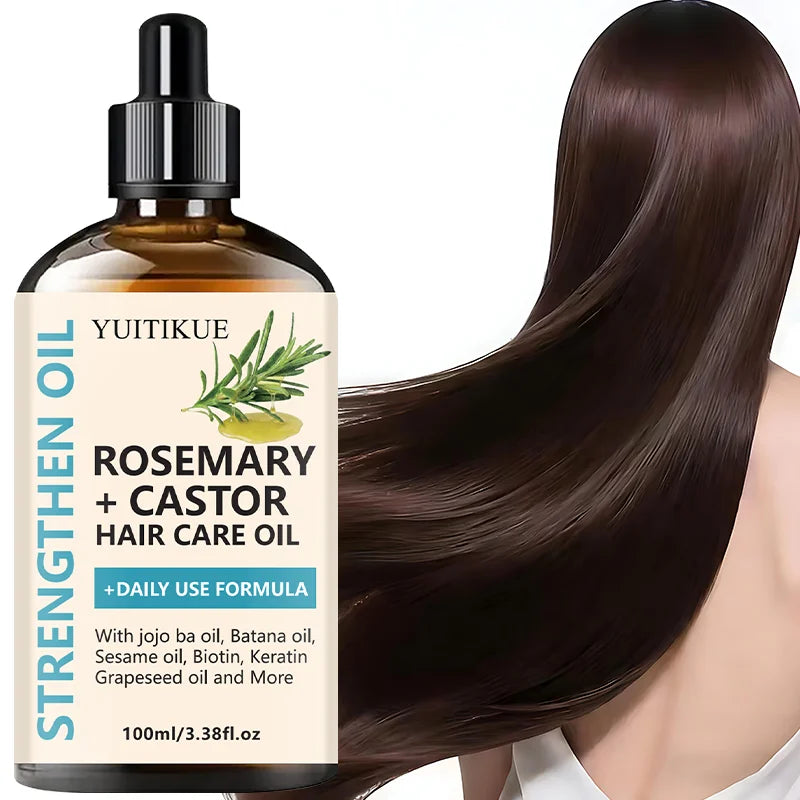 YUITIKUE Rosemary + Castor Strengthening Hair Oil - Daily Use Hair Care Oil with Jojoba & Batana Oil for Hair Growth