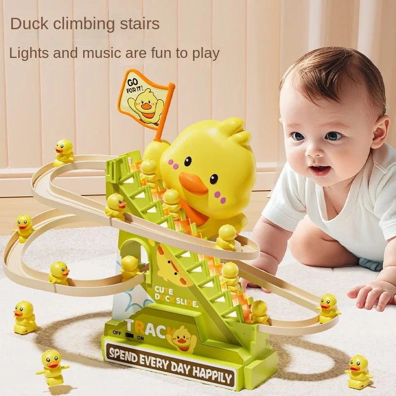 Stair Climbing Ducks Flashing Lights and Music Duck Roller Coaster Toy…