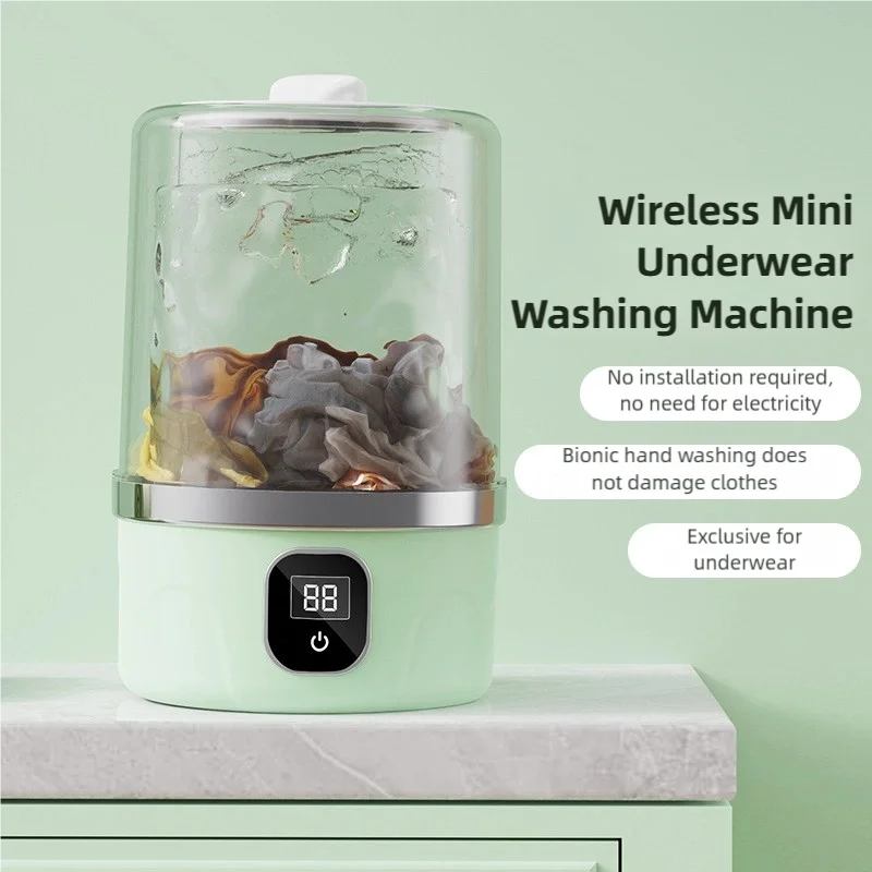 New Portable Wireless Washing Machine Compact Laundry Equipment Clothing Cleaning Tool Ideal for Dorms, Travel, Camping, Hotels