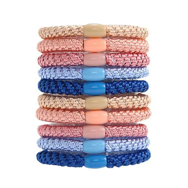 10pcs 5mm Black Mix Elastic Hair Ties Hair Bands No Damage Soft Ponytail Holders Hair Accessories for Girls Women