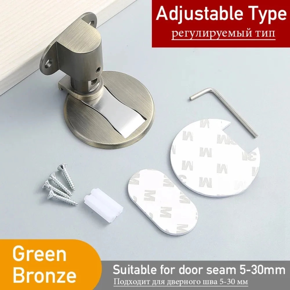 Adjustable Magnetic Door Stop – Punch-Free Zinc Alloy Door Stopper & Holder