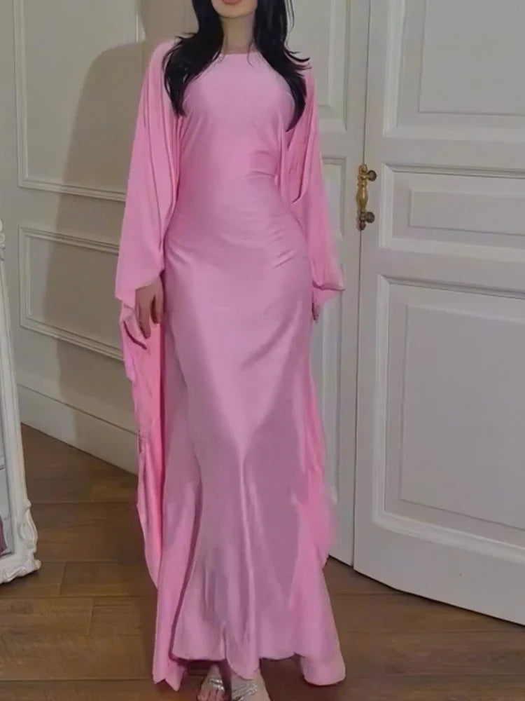Eid Modest Bat Sleeve Muslim Party Dress – Ramadan Abaya Kaftan