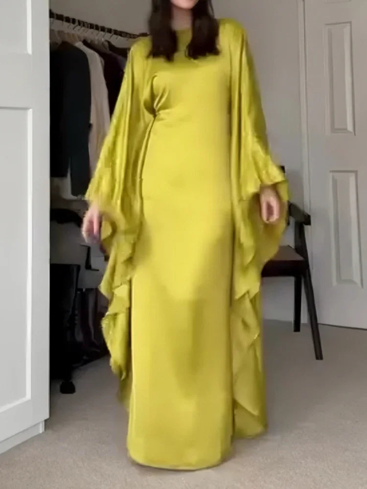 Eid Modest Bat Sleeve Muslim Party Dress – Ramadan Abaya Kaftan
