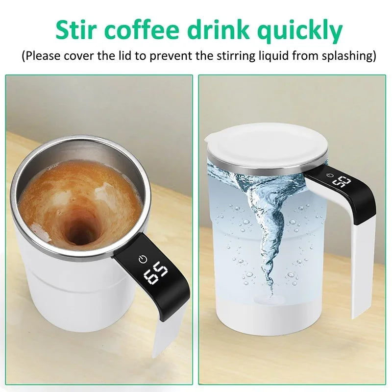 380ml Electric Self-Mixing Cup – USB Rechargeable Stainless Steel Blender Mug