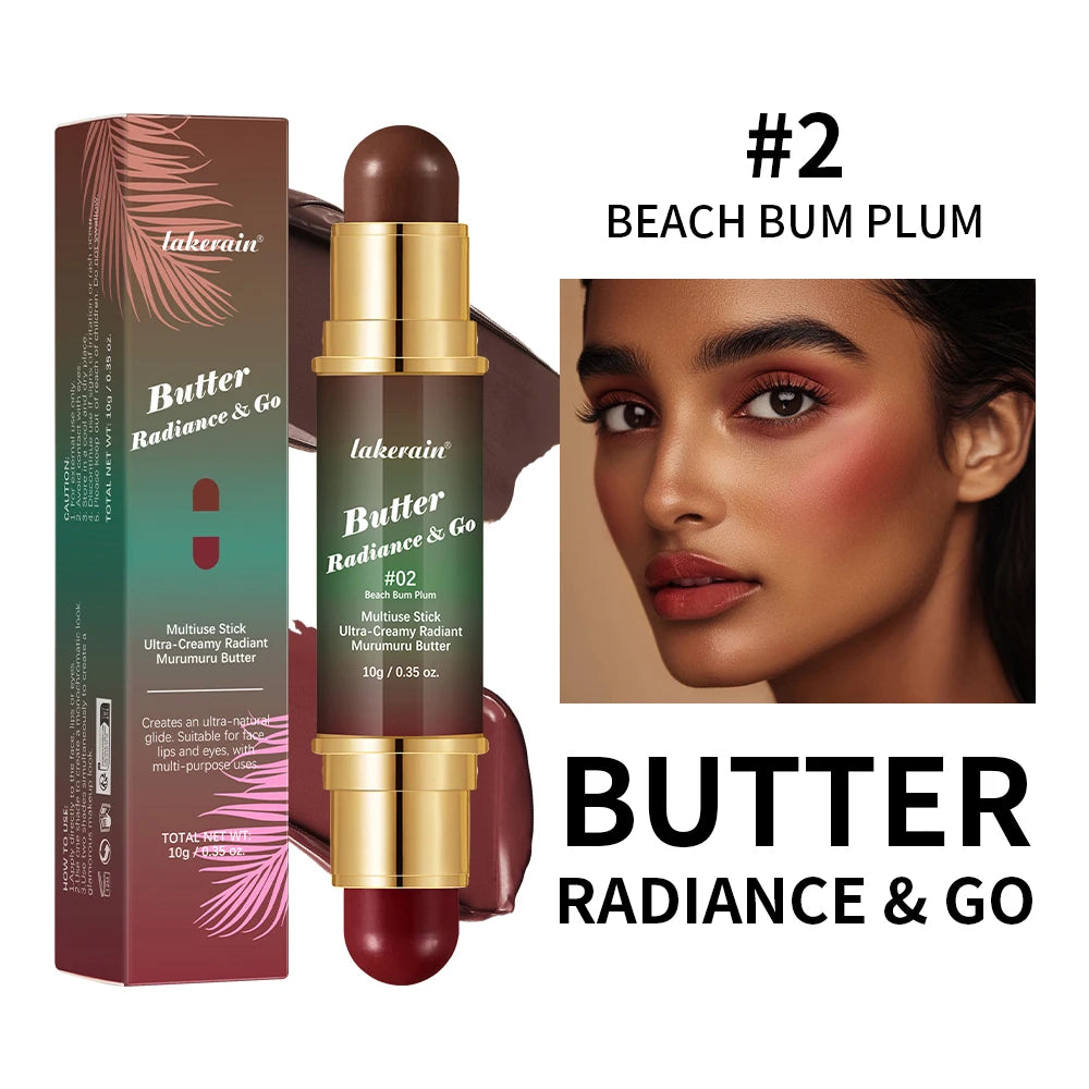 Double-Headed Bronzer & Blush Stick – Multiuse Glow Stick for Cheeks, Eyes & Lips