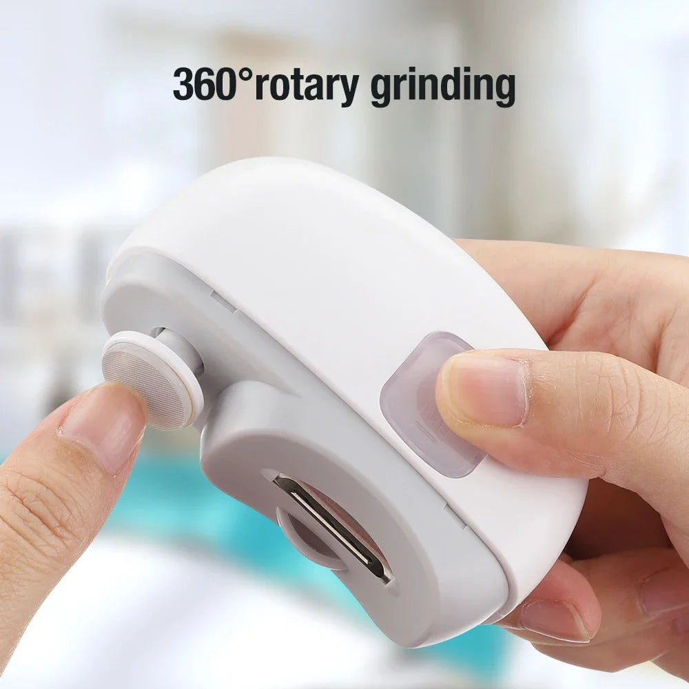 Electric Nail Clipper for Baby Adult 2 Speeds Rechargeable Nail Trimmer with Light 2 in1 Grinding and Polishing Manicure Tool
