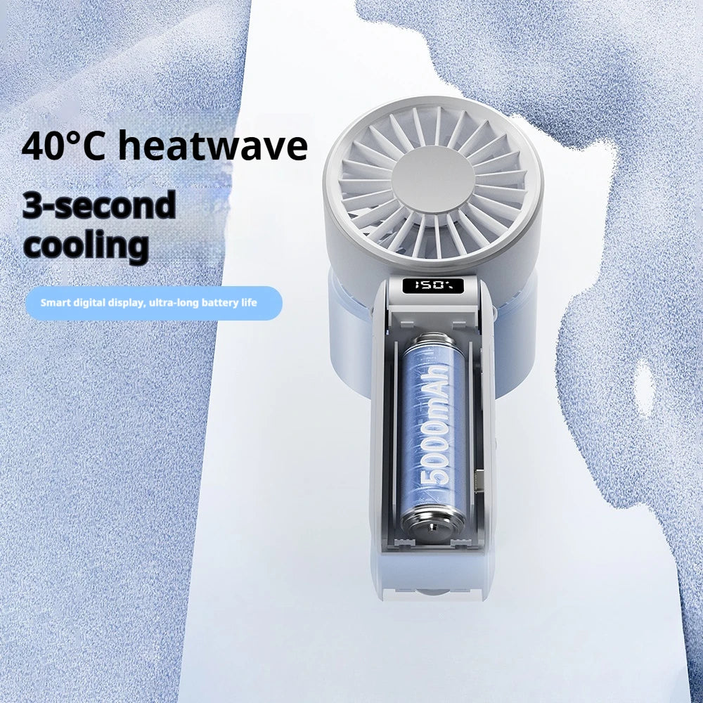 Portable Mini Fan – 3000mAh Rechargeable Foldable Handheld Fan for Outdoor & Travel