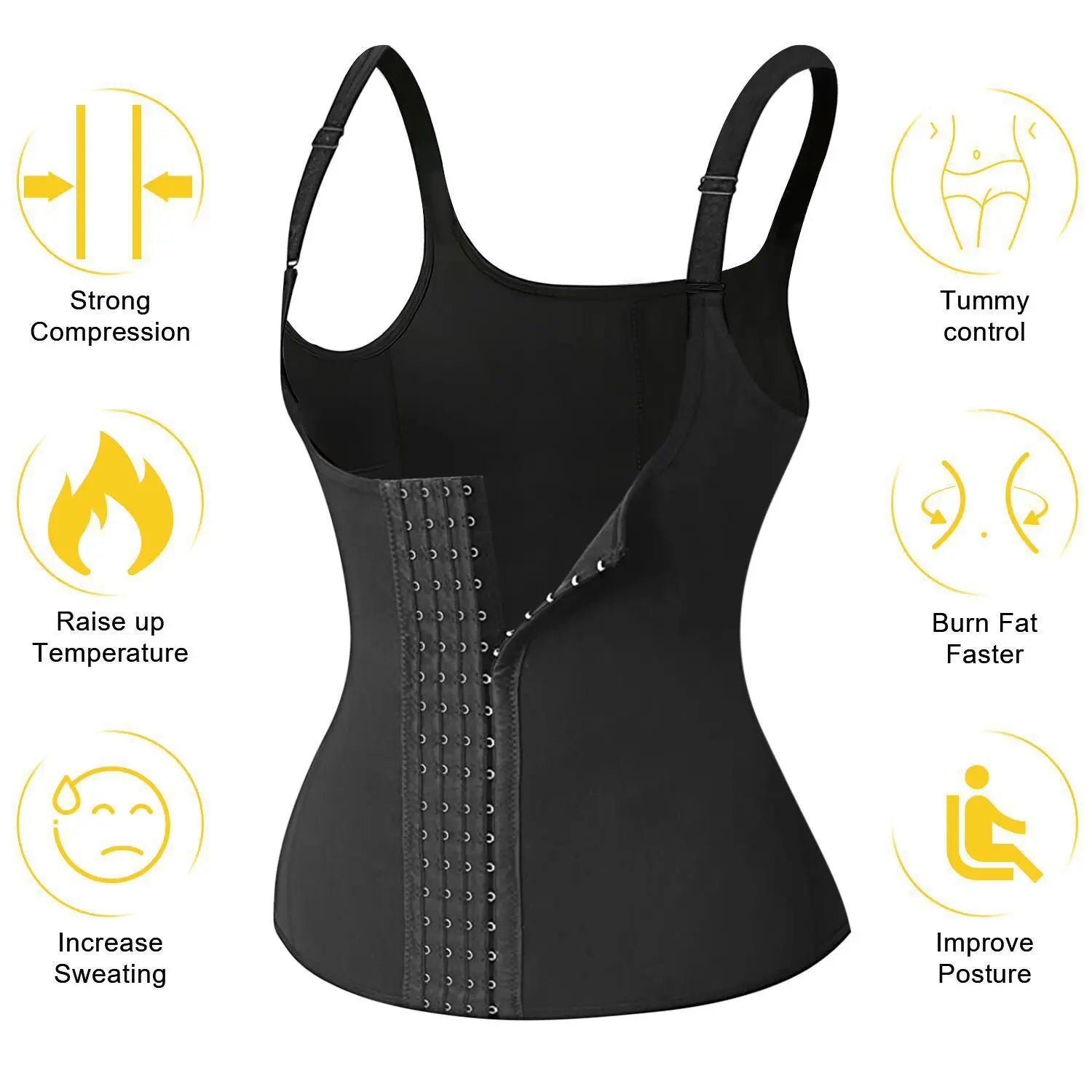Waist Trainer Vest Slimming Corset for Weight Loss Body Shaper Sauna Suit Compression Shirt Belly Girdle Tops Shapewear 1PC
