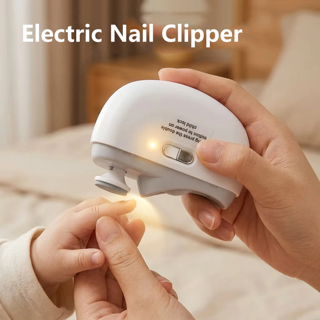 Electric Nail Clipper for Baby Adult 2 Speeds Rechargeable Nail Trimmer with Light 2 in1 Grinding and Polishing Manicure Tool