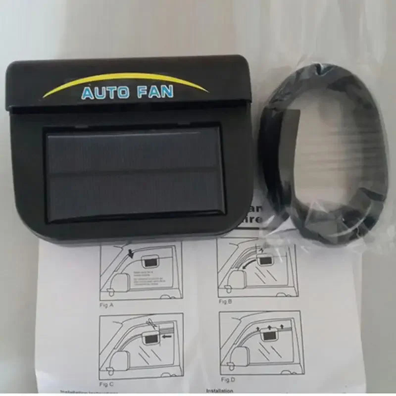 Solar Powered Car Cooling Fan Mini Ceiling Fan with Window Panel Ventilation System Radiator Fan Fresh Air in and Hot Air Out