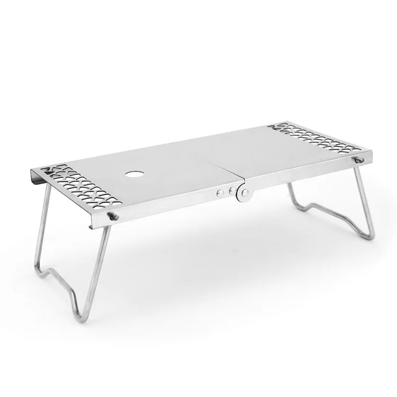 Outdoor Furnace Head Folding Table Camping Accessories Stainless Steel Portable Tea Table Multi Purpose Splicing Barbecue Table
