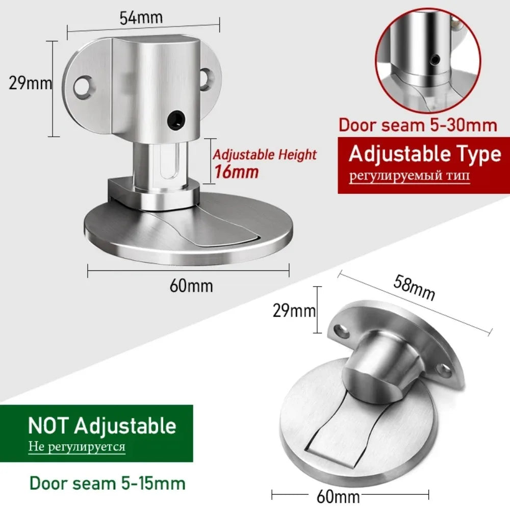 Adjustable Magnetic Door Stop – Punch-Free Zinc Alloy Door Stopper & Holder