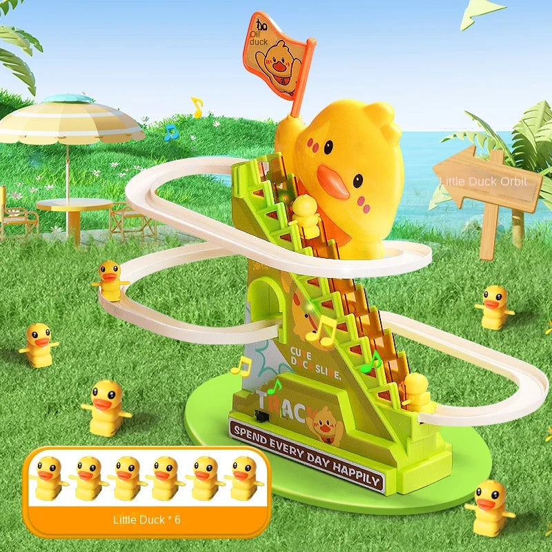 Stair Climbing Ducks Flashing Lights and Music Duck Roller Coaster Toy…