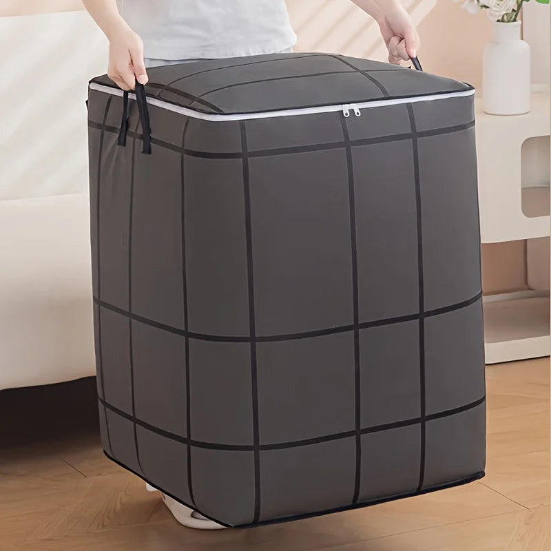 Large Capacity Fabric Storage Bag with Zipper & Handles – For Blankets, Clothes & Bedding