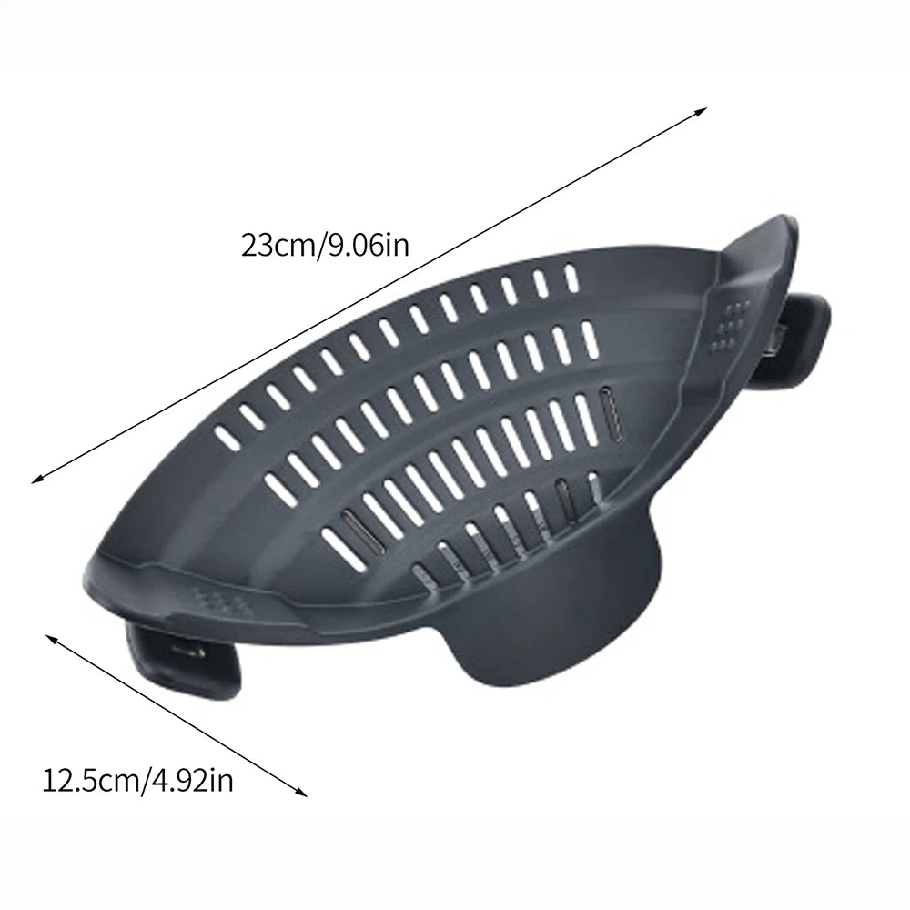 Silicone Kitchen Strainer Clip On Pots and Pans Drain Rack Pasta Noodl…