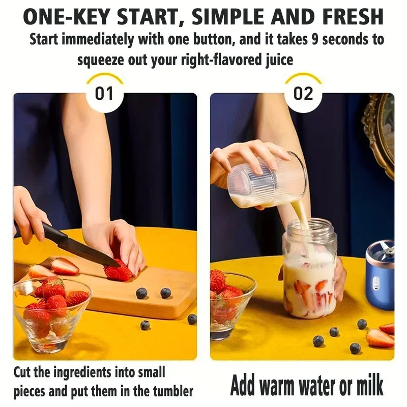 6 Blade 400ML Portable Blender Electric Juicer Cup For Travel Portable…