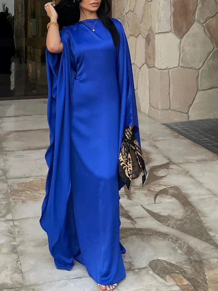 Eid Modest Bat Sleeve Muslim Party Dress – Ramadan Abaya Kaftan