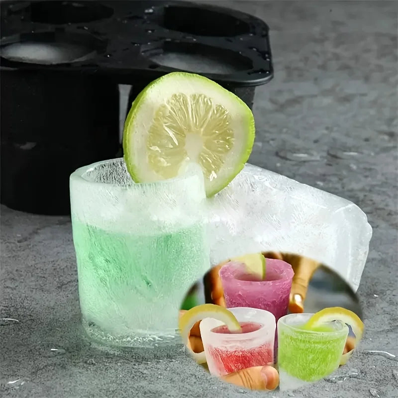 Silicone Round Ice Cube Mold – 4-Hole Press Ice Ball Maker for Whiskey & Cocktails