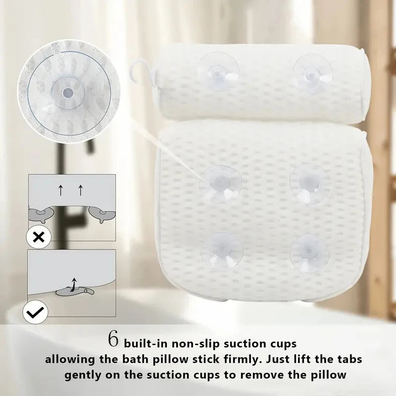 Luxury Spa Bathtub Pillow – Anti-Slip Suction Cup for Neck & Back Support