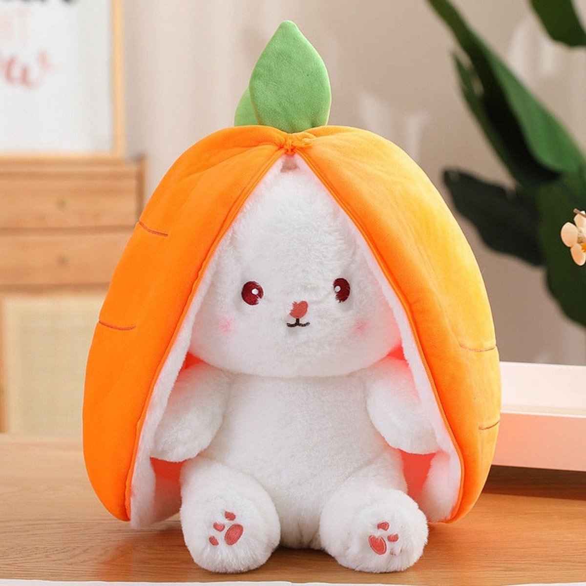 Reversible Bunny Plush Toy | Strawberry & Carrot Stuffed Animal for Ki…i