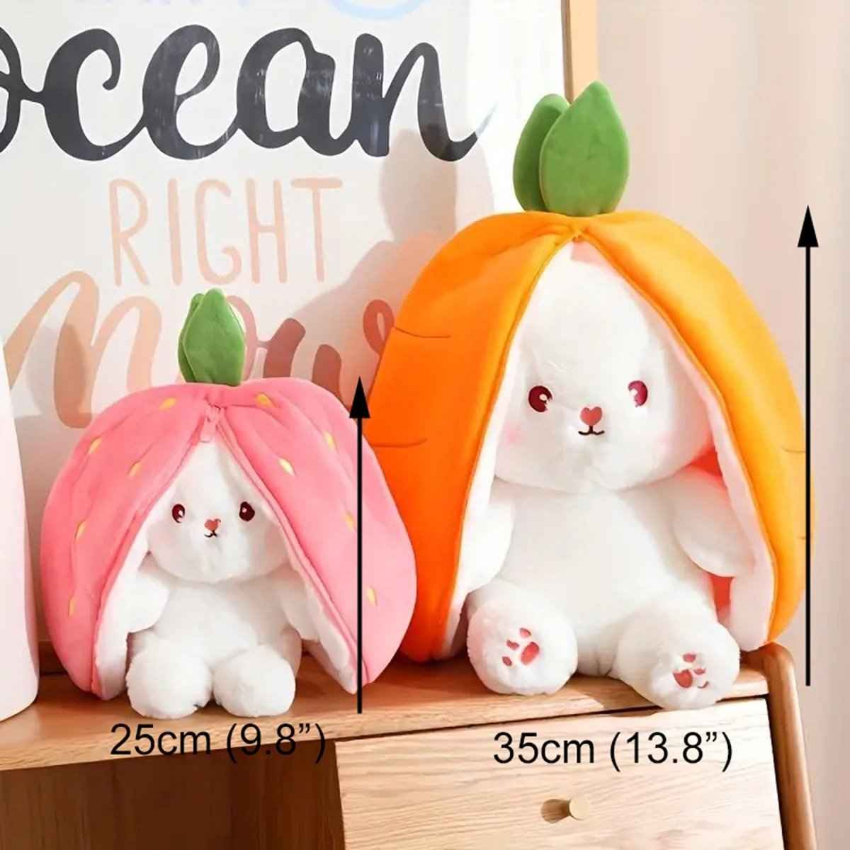 Reversible Bunny Plush Toy | Strawberry & Carrot Stuffed Animal for Ki…i