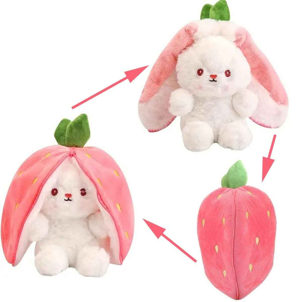 Reversible Bunny Plush Toy | Strawberry & Carrot Stuffed Animal for Ki…i