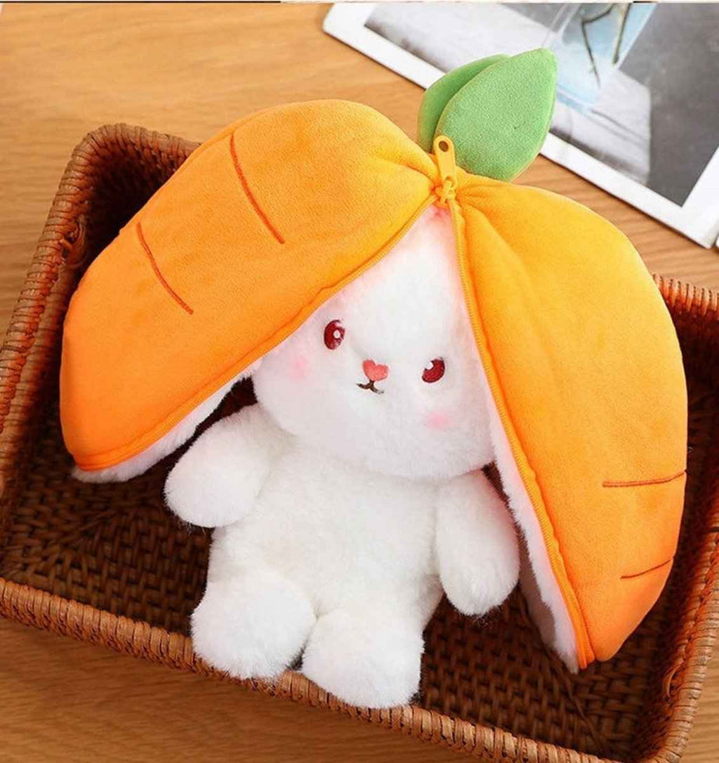 Reversible Bunny Plush Toy | Strawberry & Carrot Stuffed Animal for Ki…i