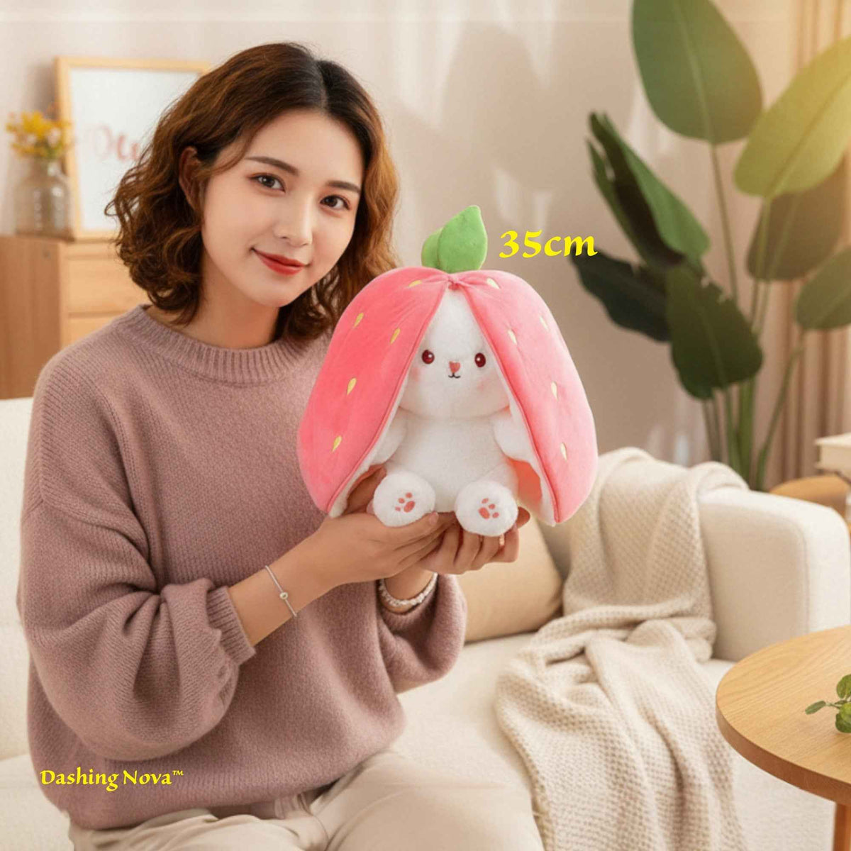 Reversible Bunny Plush Toy | Strawberry & Carrot Stuffed Animal for Ki…i