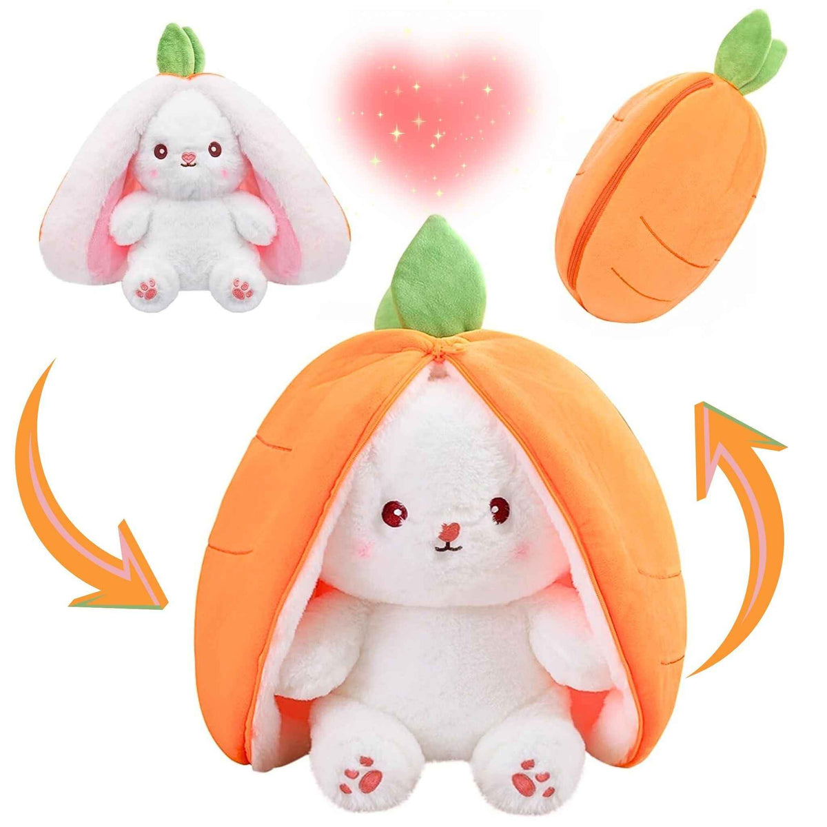 Reversible Bunny Plush Toy | Strawberry & Carrot Stuffed Animal for Ki…i