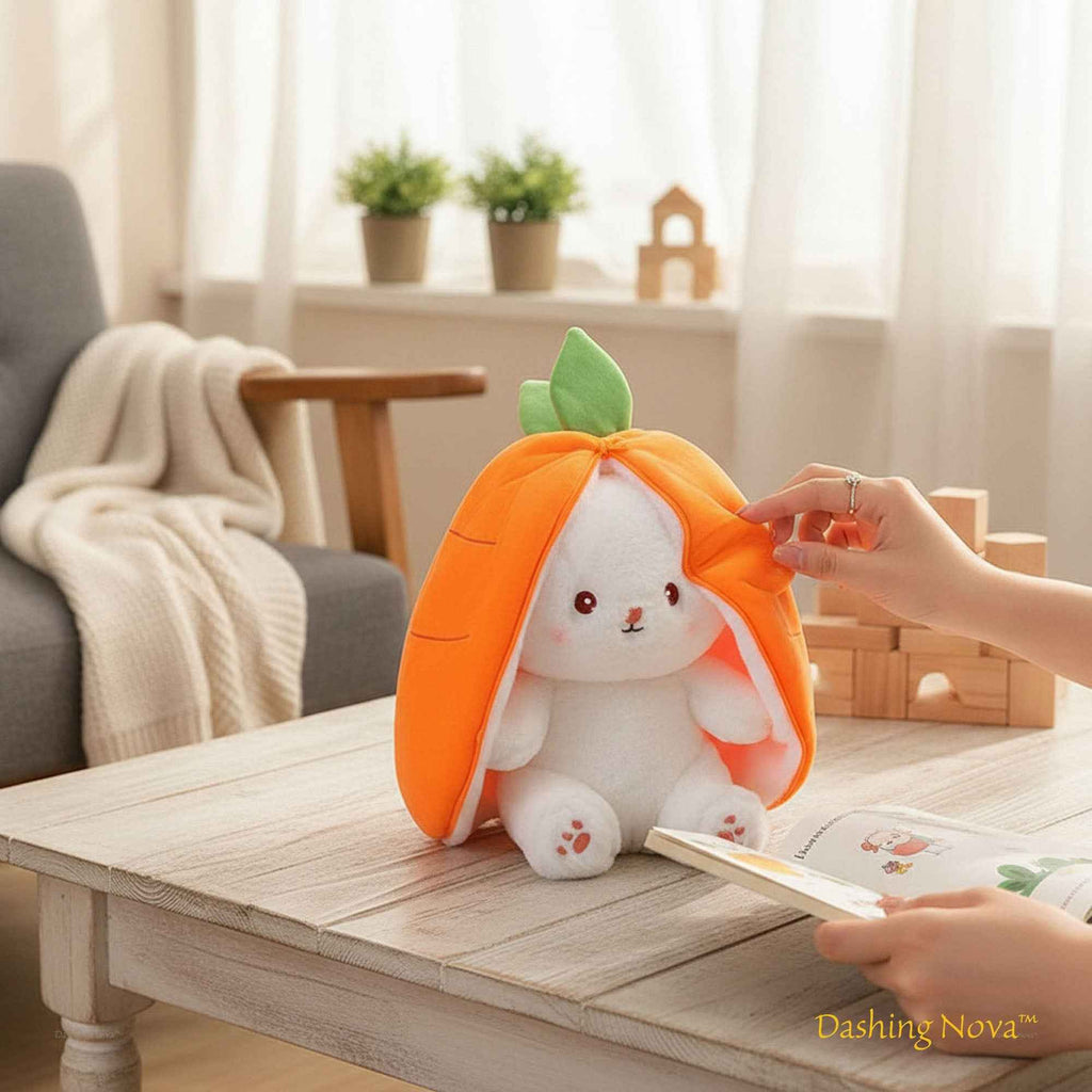 Reversible Bunny Plush Toy | Strawberry & Carrot Stuffed Animal for Ki…i