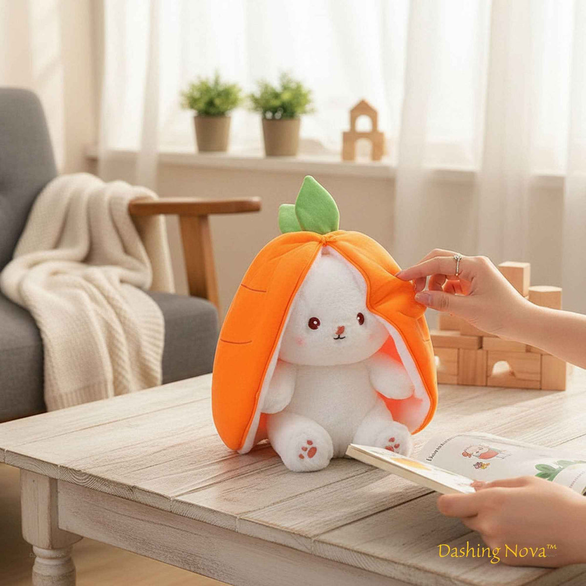 Reversible Bunny Plush Toy | Strawberry & Carrot Stuffed Animal for Ki…i