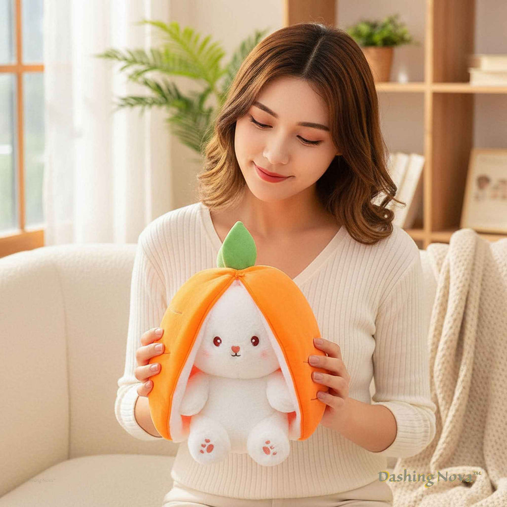 Reversible Bunny Plush Toy | Strawberry & Carrot Stuffed Animal for Ki…i