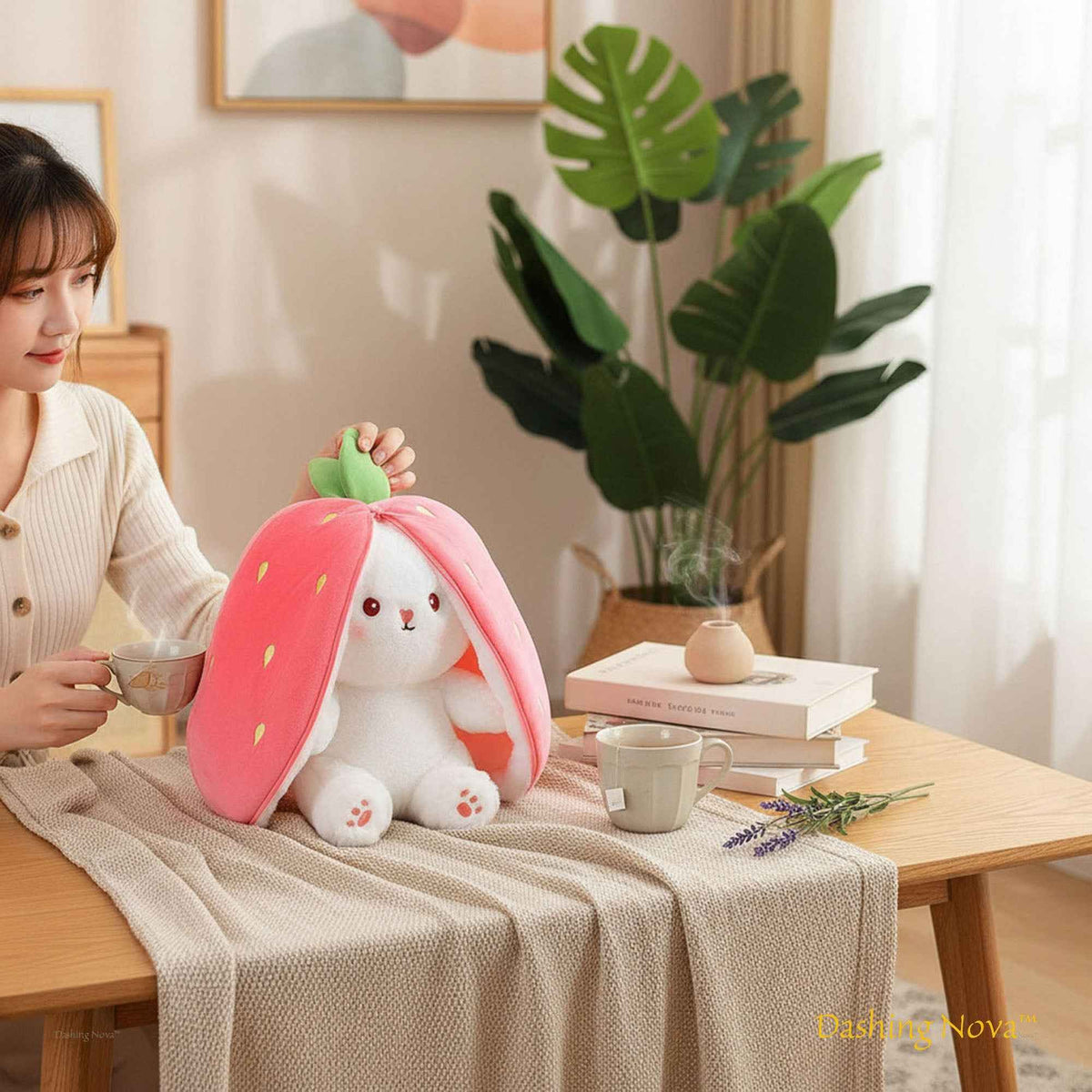 Reversible Bunny Plush Toy | Strawberry & Carrot Stuffed Animal for Ki…i